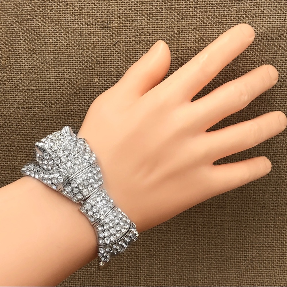 Large Wild Cat Leopard Statement Stretch Bracelet - Picture 3 of 3